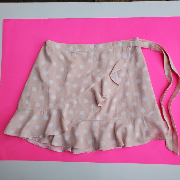GIANNI Bini Mini Skirt Polka Dot Pink & White Wrap Sz M - EUC! - Picture 12 of 12